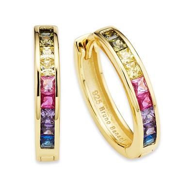 Paar Creolen BRUNO BANANI "Schmuck Geschenk Silber 925 Ohrschmuck Ohrringe Regenbogen", gold (gelbgoldfarben, mehrfarbig, mehrfarbig), Ohrringe, Damen, Silber 925 (Sterlingsilber), mit Zirkonia (synth.) Image