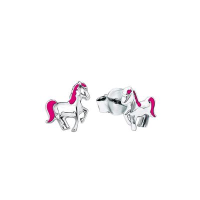 Paar Ohrstecker PRINZESSIN LILLIFEE "9048519, Pferd", bunt (silberfarben, pink), Ohrringe, Mädchen, Silber 925 (Sterlingsilber) Image