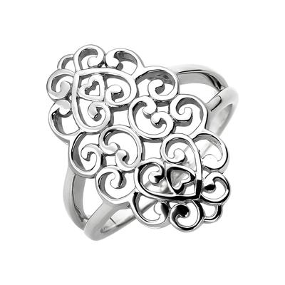 Fingerring JOBO Gr. 54, silber (silber 925), Fingerringe, Damen, 54, Silber 925 (Sterlingsilber), 925 Silber mit breitem Kopf Image