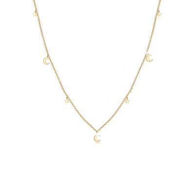 Kette mit Anhänger ELLI "Sterne und Halbmond Astro Anhänger 925 Silber", gold, Halsketten, Damen, 40, ohne Stein, Silber 925 (Sterlingsilber), L: 40cm Image