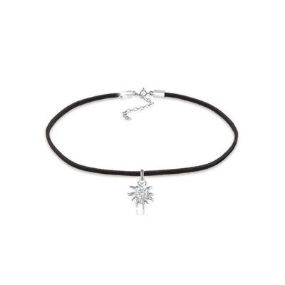 Collier ELLI "Choker mit Anhänger Edelweiss 925 Sterling Silber" Gr. 32, silber, Halsketten, Damen, 32, ohne Stein, Silber 925 (Sterlingsilber), L: 32cm Image