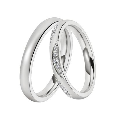 Trauring DOOSTI "Schmuck Geschenk Edelstahl Trauring Ehering Partnerring LIEBE" Gr. 64, silber (edelstahlfarben), Fingerringe, 64, ohne Zirkonia, Edelstahl, 3mm, wahlweise mit oder ohne Zirkonia Image