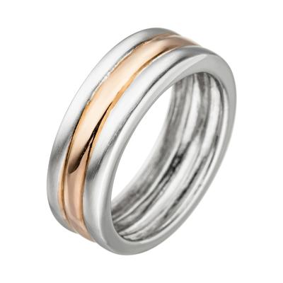 Fingerring JOBO Gr. 56, silber (silber 925), Fingerringe, Damen, 56, Silber 925 (Sterlingsilber), 925 Silber bicolor vergoldet Image
