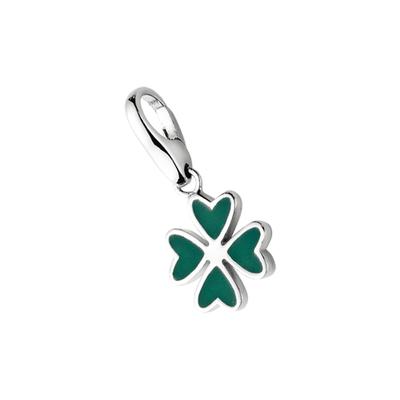 Charm-Einhänger "Kleeblatt grün, Silber 925", grün, GIORGIO MARTELLO MILANO, Charms, Damen, Silber 925 (Sterlingsilber)