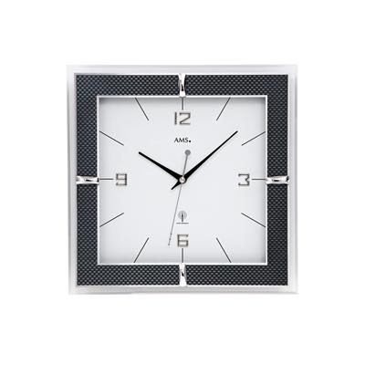 Funkwanduhr AMS "F5855", silber (silberfarben, schwarz), Wanduhren, B/H/L: 4cm x 30cm x 30cm, Quarzuhr,Wohnzimmer,Esszimmer,Küche,Arbeitszimmer,Büro, Flur Image
