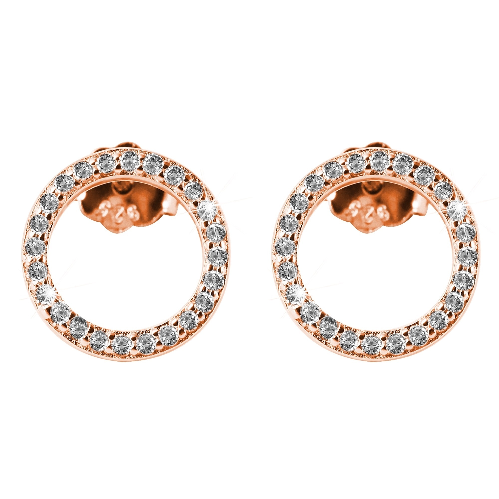 Paar Ohrhänger ADELIA´S "Damen Ohrstecker aus 925 Sterling Silber und Zirkonia Ø 10 mm", rosa (rosé), Ohrringe, Damen, Damen, Silber 925 (Sterlingsilber)