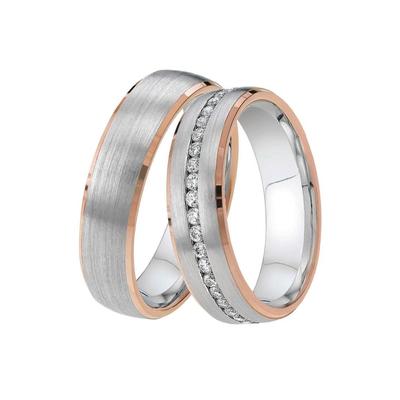Trauring DOOSTI "Schmuck Geschenk Silber 925 Trauring Ehering Partnerring LIEBE" Gr. 60, rosa (silberfarben, roségoldfarben), Fingerringe, 60, ohne Zirkonia, Silber 925 (Sterlingsilber), 5,5mm, Made in Germany - wahlweise mit oder ohne Zirkonia Image