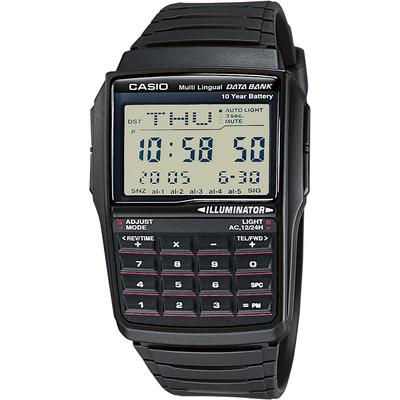 Chronograph CASIO VINTAGE, schwarz, Armbanduhren, Damen, Quarzuhr, Armbanduhr, Damen, Herren, Taschenrechner, Digitaluhr, retro Image