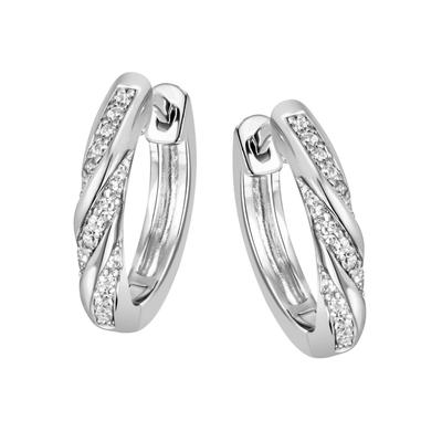 Paar Creolen FIRETTI "Schmuck Geschenk Silber 925 Ohrschmuck gedreht glitzernd", silber (silberfarben, kristallweiß, kristallweiß), Ohrringe, Damen, Silber 925 (Sterlingsilber), mit Zirkonia (synth.) Image