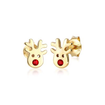 Paar Ohrstecker ELLI "Kinder Rentier Kristalle 925 Silber", gold, Ohrringe, Damen, OneSize,mit Steinen, Silber 925 (Sterlingsilber) Image