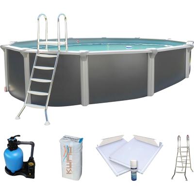 Rundpool KWAD "»Supreme« all in Premium Folie", blau (anthrazit, farbe innen: blau), B:460cm H:132cm L:460cm, Schwimmbecken, ØxH: 460x132cm, inkl. Bodenisolationsset