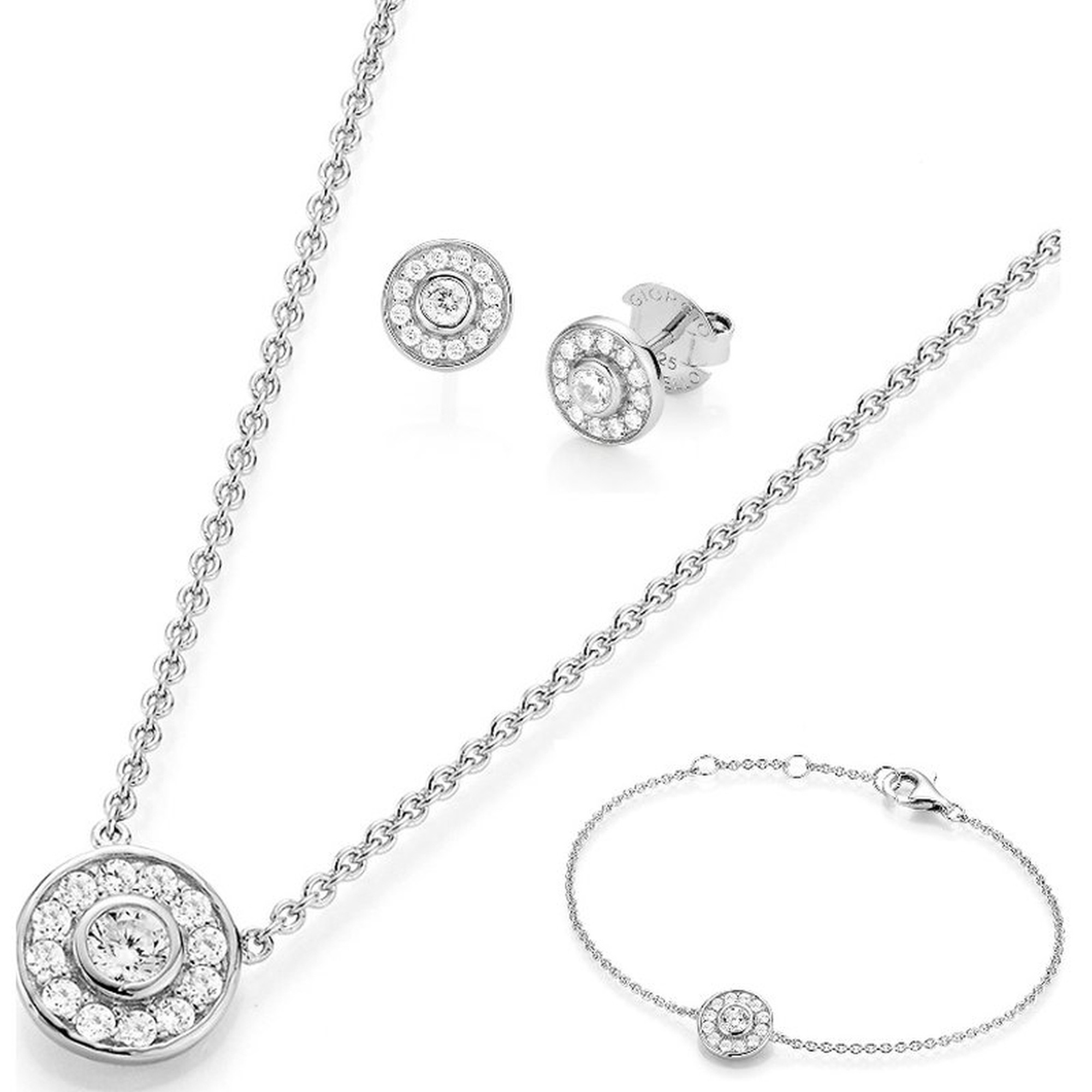 Kette mit Anhänger "3-teiliges Zirkonia Schmuckset, Silber 925", silber, GIORGIO MARTELLO MILANO, Halsketten, Damen, onesize, Silber 925 (Sterlingsilber) Image