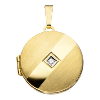 Medallion-Anhänger JOBO "Anhänger Medaillon rund", gold (gelbgold 333), Schmuckanhänger, Damen, Gelbgold 333, 333 Gold mit Zirkonia