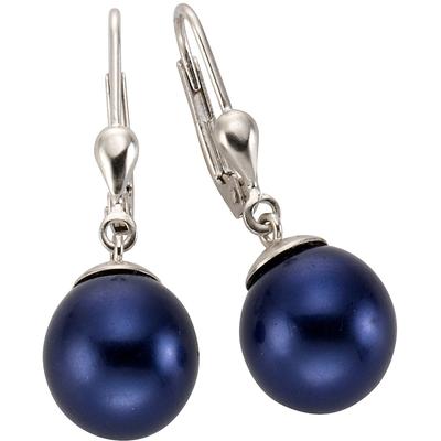 Paar Ohrhänger FIRETTI "Schmuck Geschenk Ohrschmuck Patentbrisur Perle", bunt (silberfarben, blau), Ohrringe, Damen, Silber 925 (Sterlingsilber)-Perlen, Silber 925 (Sterlingsilber), Perlen, mit Muschelkernperle Image