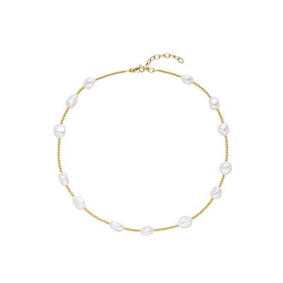 Perlenkette FIRETTI "Schmuck Geschenk Halsschmuck Halskette Perle", gold (gelbgoldfarben, weiß), Halsketten, Damen, Silber 925 (Sterlingsilber)-Perlen, L: 50cm, Silber 925 (Sterlingsilber), Perlen, Made in Germany - mit Süßwasserzuchtperle Image
