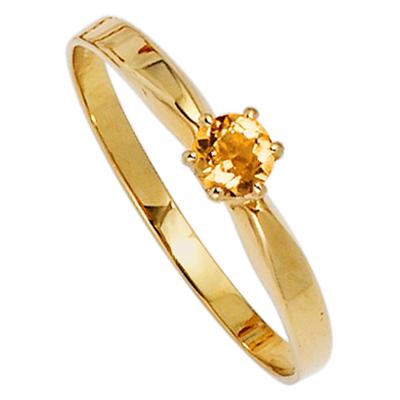 Goldring JOBO "Ring mit Citrin" Gr. 52, gelb (gelbgold 585), Fingerringe, Damen, 52, Gelbgold 585, 585 Gold Image
