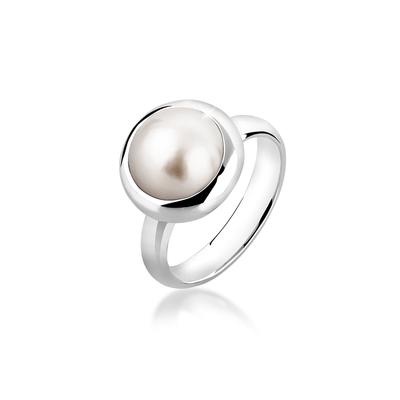 Perlenring NENALINA "Damenring Mabe Perle Klassisch Edel 925 Silber" Gr. 54, silber, Fingerringe, Damen, 54mm, ohne Stein, Silber 925 (Sterlingsilber), 3mm Image