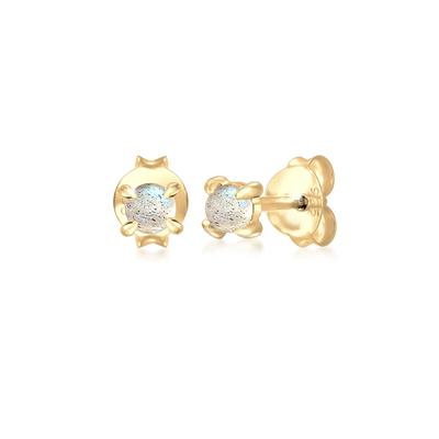 Paar Ohrstecker ELLI "Ohrstecker Labradorit Edelstein Trend 925 Silber", gold, Ohrringe, Damen, OneSize,mit Steinen, Silber 925 (Sterlingsilber) Image