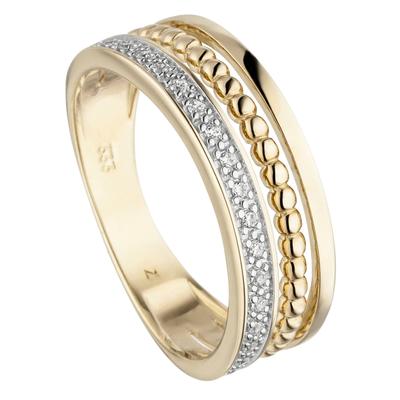 Fingerring JOBO "Ring mit 17 Zirkonia" Gr. 56, gold (gelbgold 333, weiß), Fingerringe, Damen, 56, Gelbgold 333, 333 Gold