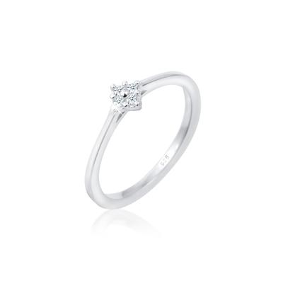 Verlobungsring ELLI DIAMONDS "Diamant (0.08 ct.) Verlobung Klassik 925 Silber" Gr. 54, silber, Fingerringe, Damen, 54mm, 0.012 ct P1 = bei 10-facher Vergrößerung erkennbare Einschlüsse, Silber 925 (Sterlingsilber), 1mm Image