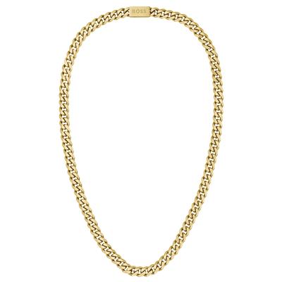Kette ohne Anhänger BOSS "Schmuck Edelstahl Halsschmuck Panzerkette CHAIN FOR HIM", gold (gelbgoldfarben), Halsketten, Herren, Edelstahl, L: 60cm B: 8,9mm, B:8,9mm Image