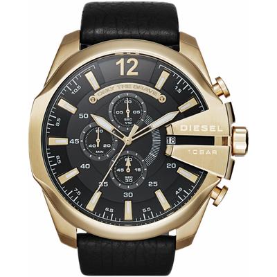 Chronograph DIESEL "MEGA CHIEF", schwarz, Armbanduhren, Herren, Quarzuhr, Armbanduhr, Herrenuhr, Stoppfunktion, Lederarmband Image