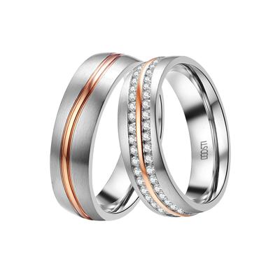 Trauring DOOSTI "Schmuck Geschenk Edelstahl Trauring Ehering Partnerring LIEBE" Gr. 58, rosa (edelstahlfarben, roségoldfarben), Fingerringe, 58, ohne Zirkonia, Edelstahl, 6mm, wahlweise mit oder ohne Zirkonia Image