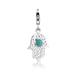 Charm-Einhänger NENALINA "Hamsa Hand Fatima Türkis Edelstein 925 Silber" Charms Gr. mit Steinen, silberfarben (silber, türkis) Damen Charms Anhänger