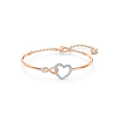 Armreif SWAROVSKI "Herz/Unendlichkeitsschleife" Gr. M, weiß (metallfarben, roségoldfarben, kristallweiß, kristallweiß), Armbänder, Damen, M, Metall, mit Swarovski Kristall Image