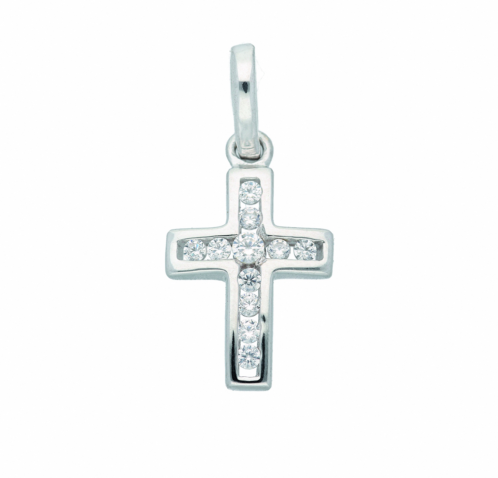 Kette ohne Anhänger ADELIA´S "333 Weißgold Kreuz Anhänger mit Zirkonia", silber, Halsketten, Damen, Weißgold 333, Kettenanhänger, Schmuckset - Set mit Halskette Image
