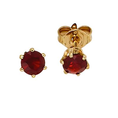 Paar Ohrstecker JOBO, gelb (gelbgold 585), Ohrringe, Damen, Gelbgold 585, rund 585 Gold mit Granat Image