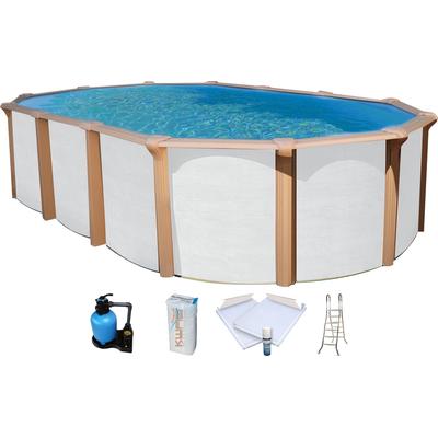 Schwimmbecken KWAD "»Supreme« all in Premium Folie", beige (weiß, farbe innen: sand), B:370cm H:132cm L:610cm, Schwimmbecken, BxLxH: 370x610x132cm, inkl. Bodenisolationsset