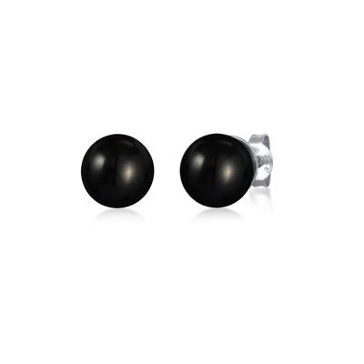 Paar Ohrstecker NENALINA "Basic Synthetische Perle 925 Silber", schwarz, Ohrringe, Damen, OneSize, ohne Stein, Silber 925 (Sterlingsilber) Image