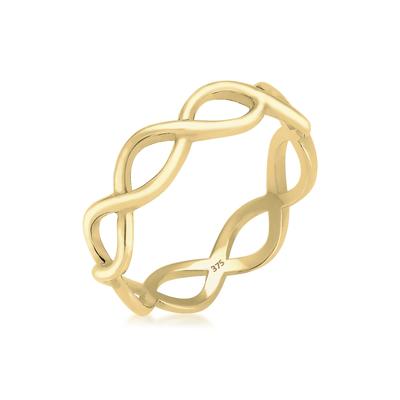 Fingerring ELLI PREMIUM "Infinity 375 Gelbgold" Gr. 54, gold, Fingerringe, Damen, 54mm, ohne Stein, Gelbgold 375, 5mm