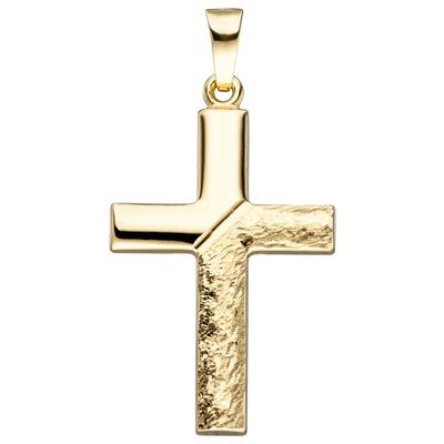 Kreuz-Anhänger JOBO "Anhänger Kreuz", gelb (gelbgold 585), Schmuckanhänger, Damen, Gelbgold 585, 585 Gold