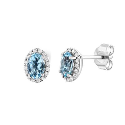 Paar Ohrstecker DIAMONDS BY ELLEN K. "Weißgold 585 mit echtem Aquamarin und 36 Diamanten zus. 0,14ct.", weiß (weiß, blau