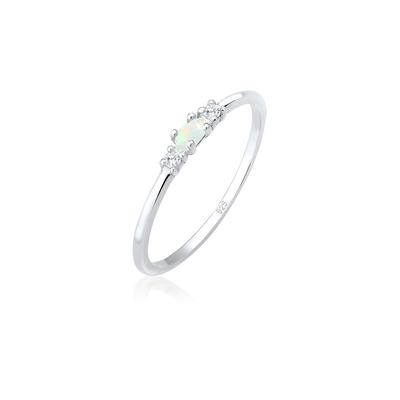 Fingerring ELLI "Opal Marquise und Zirkonia 925 Sterling Silber" Gr. 50, silber, Fingerringe, Damen, 50mm,mit Steinen, Silber 925 (Sterlingsilber), 1mm Image