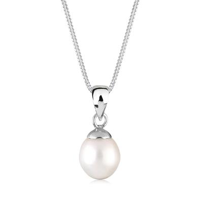 Perlenkette ELLI "Perlen Weiß Tropfen 925 Sterling Silber", weiß, Halsketten, Damen, 45, ohne Stein, Silber 925 (Sterlingsilber), L: 45cm Image