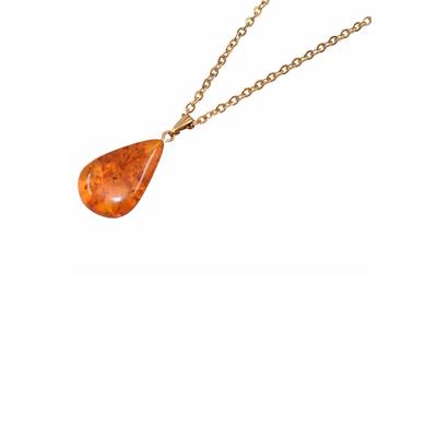 Kette mit Anhänger FIRETTI "Schmuck Geschenk Tropfen", braun (gelbgoldfarben, braun), Halsketten, Damen, Edelstahl, L: 55cm B: 2mm, Made in Germany - mit Bernstein, B:2mm Image