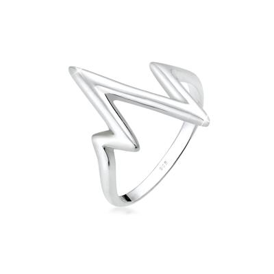 Fingerring ELLI "Herzschlag 925 Silber" Gr. 54, silber, Fingerringe, Damen, 54mm, ohne Stein, Silber 925 (Sterlingsilber), 1.5mm Image