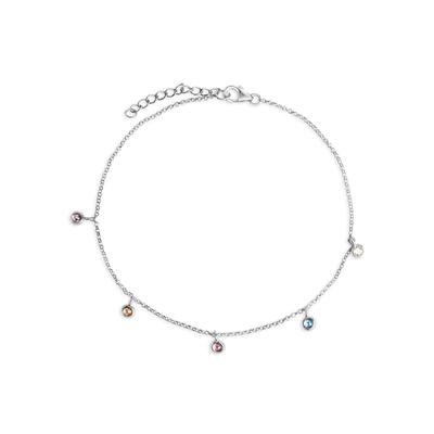 Fußkette mit Anhänger FIRETTI "Schmuck Geschenk Silber 925 Körperschmuck Erbskette", bunt (silberfarben, grün, hellblau,