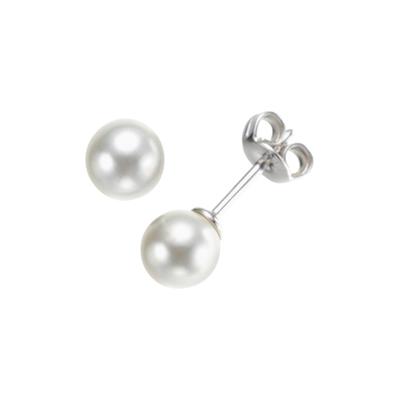 Perlenohrringe "mit Perlen, Silber 925" Gr. 2, silber, GIORGIO MARTELLO MILANO, Ohrringe, Damen, ca. Ø 6mm, Silber 925 (