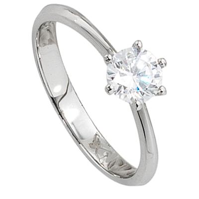 Silberring JOBO "Ring mit Zirkonia" Gr. 50, silber (silber 925), Fingerringe, Damen, 50, Silber 925 (Sterlingsilber), 92