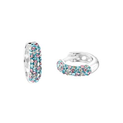 Paar Creolen PRINZESSIN LILLIFEE "2034001", bunt (silberfarben, blau, lila, weiß, blau, lila, weiß), Ohrringe, Mädchen, Silber 925 (Sterlingsilber), mit Preciosa Crystal Image