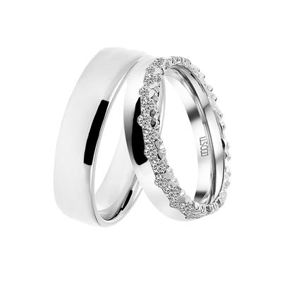 Trauring DOOSTI "Schmuck Geschenk Silber 925 Trauring Ehering Partnerring LIEBE" Gr. 50, silber (silberfarben, kristallweiß), Fingerringe, 50,mit Zirkonia, Silber 925 (Sterlingsilber), 5,0mm, wahlweise mit oder ohne Zirkonia Image