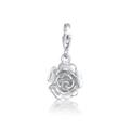 Charm-Einhänger NENALINA "Anhänger Rose Blume Floral Blüte 925 Silber" Charms Gr. ohne Stein, silberfarben (silber) Damen Charms Anhänger