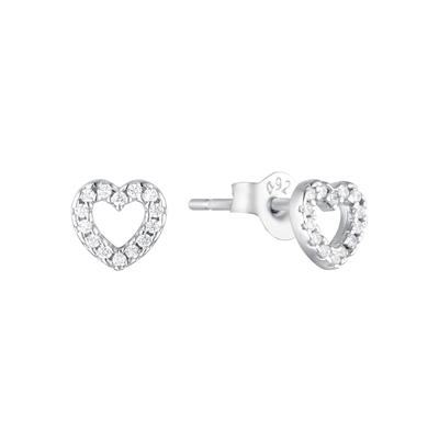 Paar Ohrstecker AMOR "Shiny Heart, 2028107", silber (silberfarben,weiß, kristallweiß), Ohrringe, Mädchen, Silber 925 (Sterlingsilber), mit Zirkonia (synth.) Image
