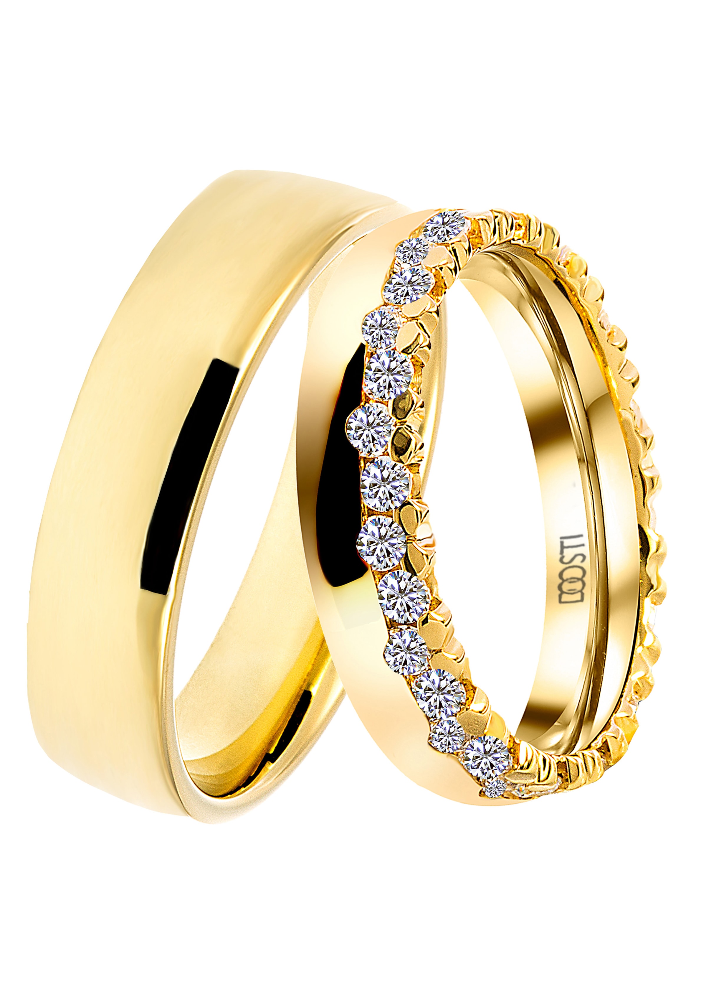 Trauring DOOSTI "Schmuck Geschenk Silber 925 Trauring Ehering Partnerring LIEBE" Gr. 52, gold (gelbgoldfarben), Fingerringe, 52,mit Zirkonia, Silber 925 (Sterlingsilber), 5mm, wahlweise mit oder ohne Zirkonia Image