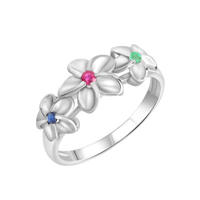 Fingerring FIRETTI "Schmuck Geschenk Silber 925 Silberring Blüten" Gr. 17, bunt (silberfarben, rot, blau, grün, rot, blau, grün), Fingerringe, Damen, 17, Silber 925 (Sterlingsilber), 2,5mm, mit Rubin, Saphir, Smaragd Image