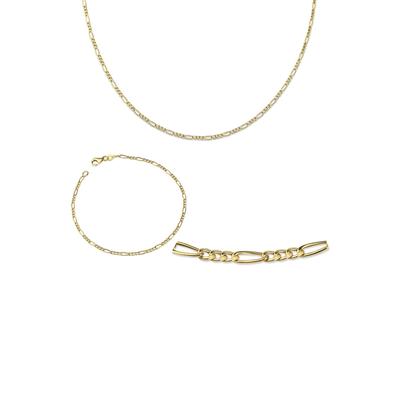Ketten und Armband Set FIRETTI "Multipack Schmuck Geschenk Gold 333 Halskette Armkette Figarokette" Gr. 60, gold (gelbgoldfarben), Schmuck-Sets, Damen, 60, Gelbgold 333 Image